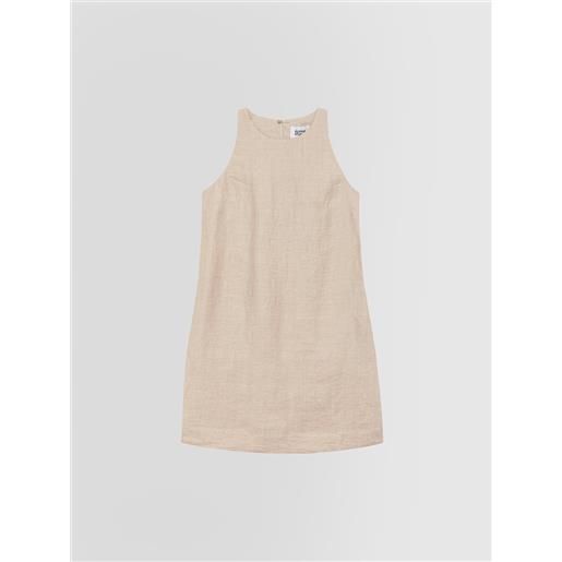 Alpha studio donna abito corto in lino beige 40