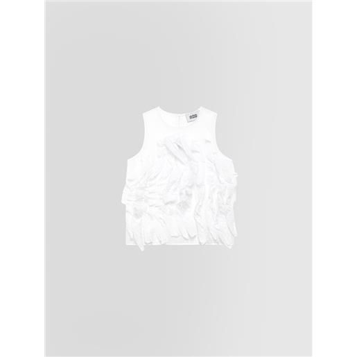 Alpha studio donna canotta in mussola con rouches bianco 42