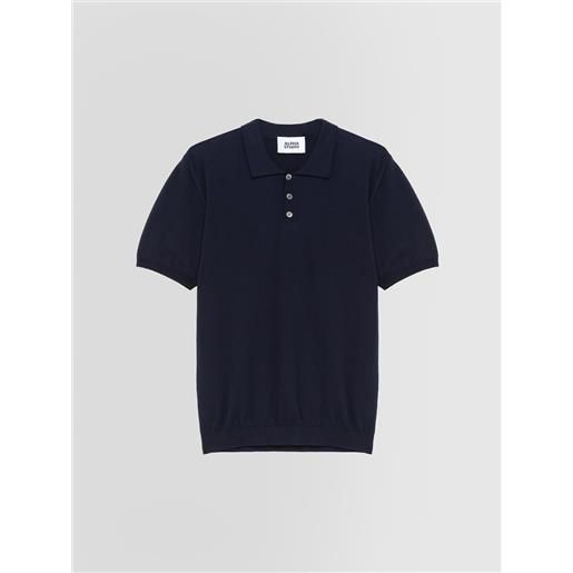 Alpha studio uomo polo in crepe blu 56