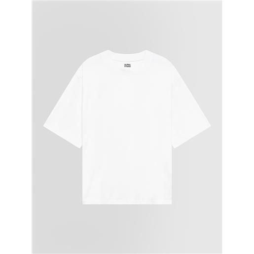 Alpha studio uomo t-shirt relaxed in jersey stretch bianco 48