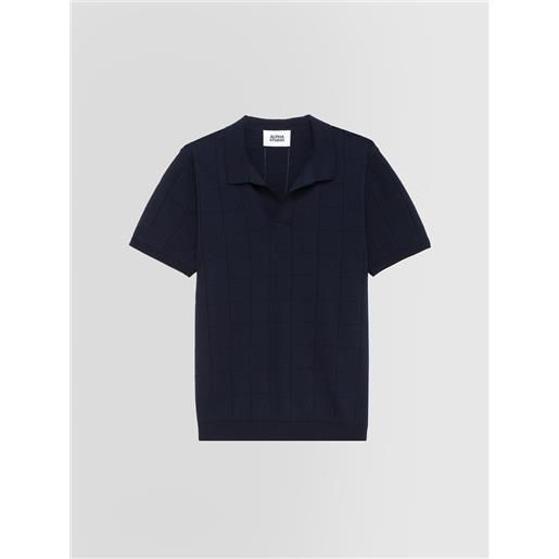 Alpha studio uomo polo traforata blu 48