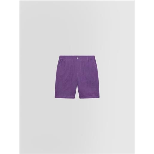 Alpha studio uomo bermuda in tela di lino viola 48