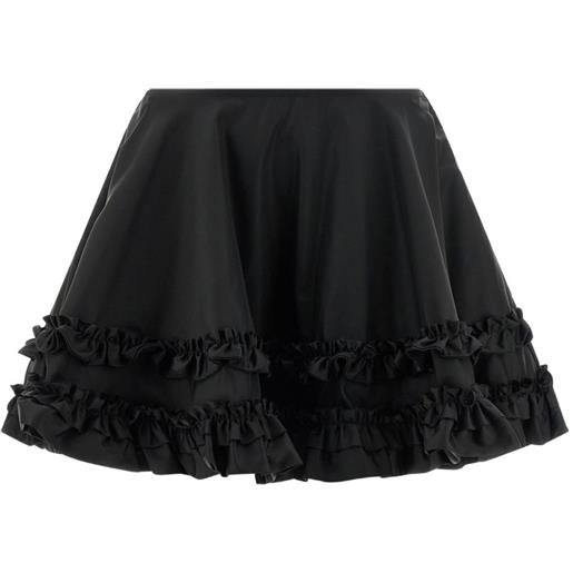 GANNI minigonna svasata con ruches - nero