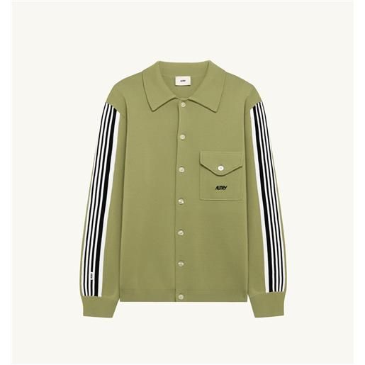 Autry uomo camicia-giacca in maglia di viscosa verde s