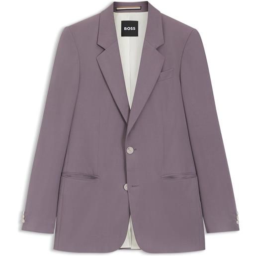 BOSS giacca abito relaxed fit in twill, lilla