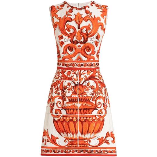 Dolce & Gabbana abito corto con stampa maiolica - toni neutri