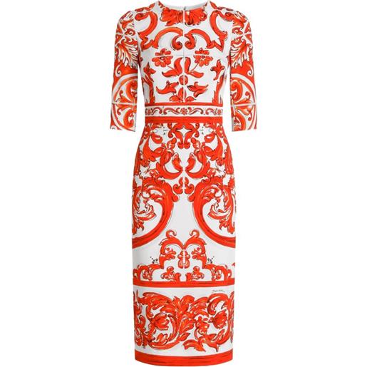 Dolce & Gabbana abito con stampa maiolica - bianco