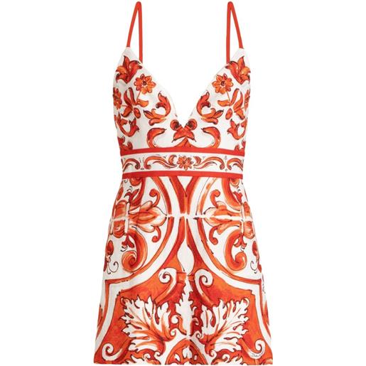 Dolce & Gabbana abito con stampa maiolica - bianco