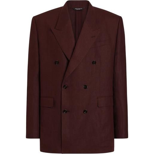 Dolce & Gabbana giacca doppiopetto sicilia in lino - marrone