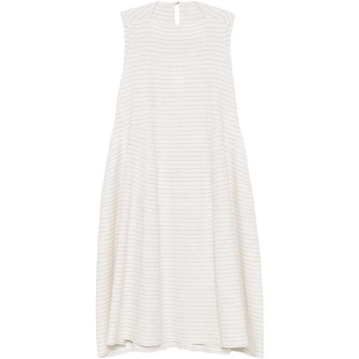 Boboutic abito midi smanicato a righe - bianco