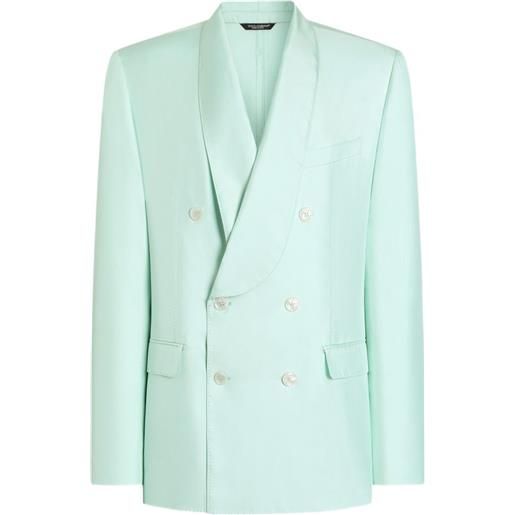 Dolce & Gabbana giacca doppiopetto sicilia light in twill di seta - blu