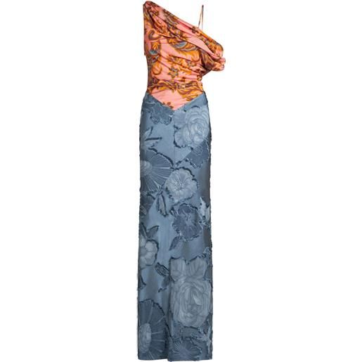 ETRO abito lungo con inserti - blu