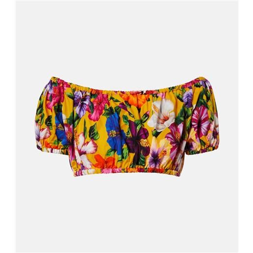 Dolce&Gabbana top cropped in cotone floreale off-shoulders