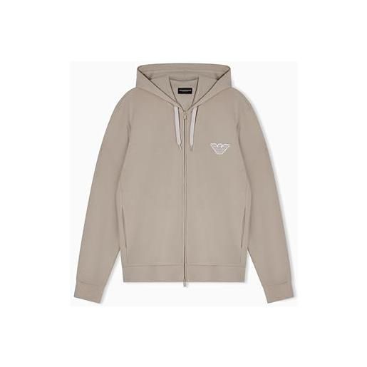 Emporio armani felpa con cappuccio zip modal spugna uomo grigio m