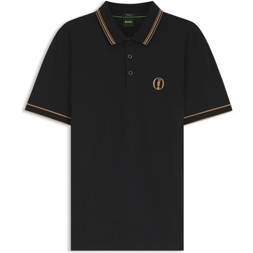BOSS polo the open active paddy in piqué performance, nero