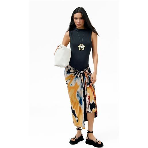 Desigual, abito senza maniche stampato, donna, viscosa, nero, l