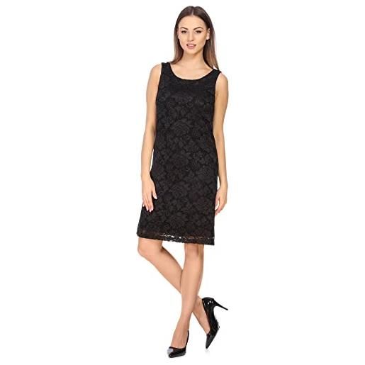 Bellivalini le signore abito al ginocchio abito natalizio in pizzo estivo senza maniche girocollo fantasia rose blv50-260 (nero, xl)