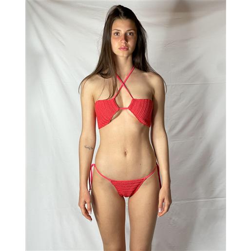 MATINEÉ bikini crochet fascia e slip con lacci;Julia corallo;Matinée, rosso
