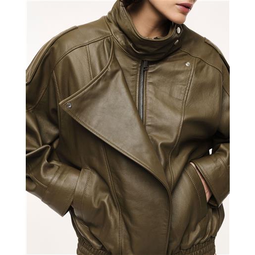 IMPERIAL giacca bomber in vera pelle con collo alto;IMPERIAL, verde-militare