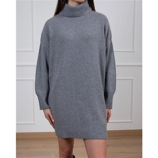 VICOLO abito maxi maglia con collo alto;VICOLO, grigio