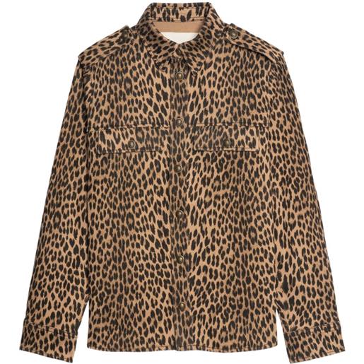 Zadig&Voltaire camicia leopardata con bottoni - marrone