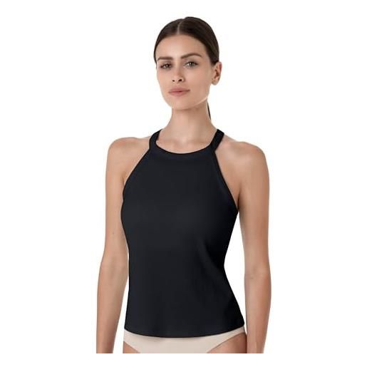 Lovable canottiera in cotone a costine | scollo all'americana | reggiseno incorporato con imbottitura interna per sostegno | maglieria donna, bianco, xl