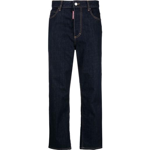 DSQUARED2 jeans dritti con applicazione logo - blu