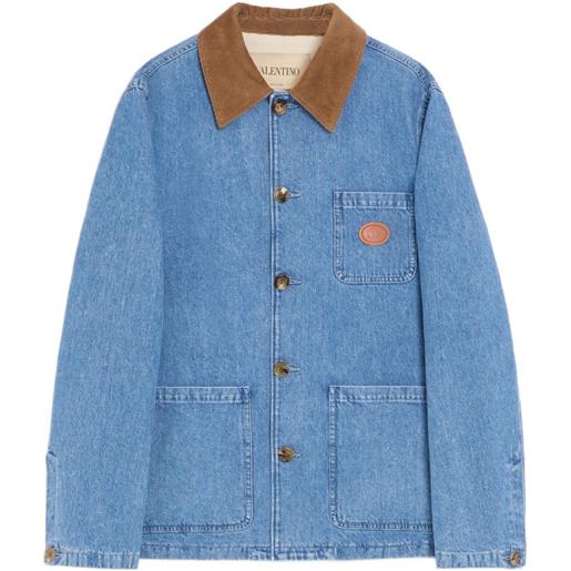 Valentino Garavani giacca-camicia denim con applicazione vlogo - blu
