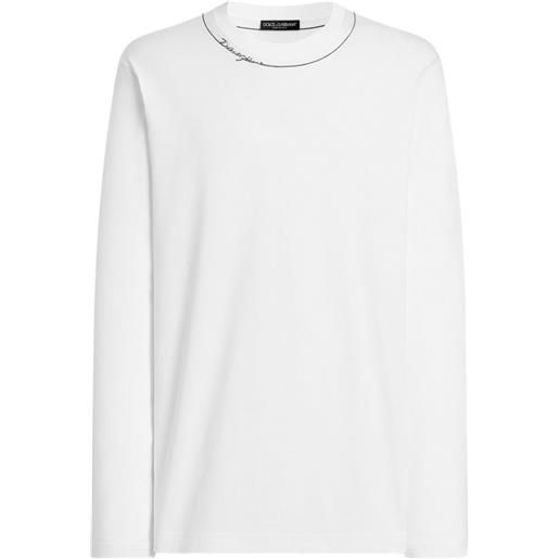 Dolce & Gabbana t-shirt in cotone con logo ricamato - bianco