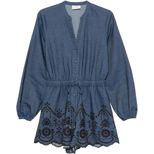 MC2 Saint Barth lenny flower-embroidered jumpsuit - blu