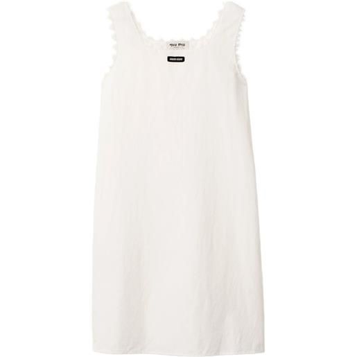 Miu Miu abito in popeline fiammato - bianco