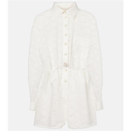 Zimmermann jumpsuit corta crush embroidered in lino
