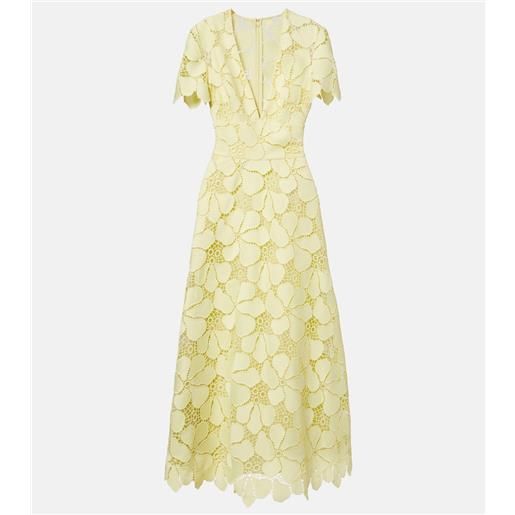 Elie Saab abito midi in guipure di misto seta floreale