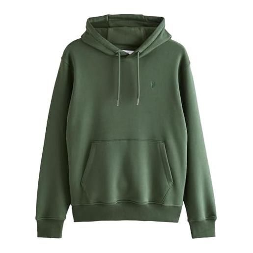 NEXT felpa con cappuccio da uomo, tessuto jersey ricco di cotone, tasca a marsupio e cappuccio regolabile verde kaki s
