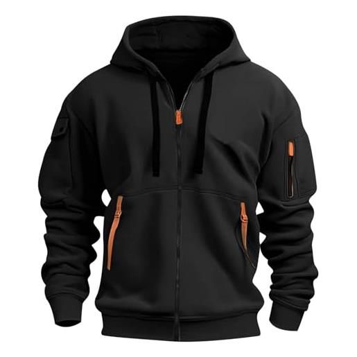 Jabidoos felpa zip uomo - felpe uomo con zip e cappuccio hoodie leggera con tasche felpa sportiva cotone felpe lavoro pullover tinta unita casual maglione autunno inverno