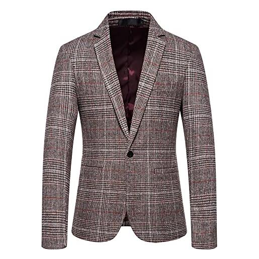 DaDuo giacca uomo business casual regular fit collo a scialle fibbia singola con tasca blazer uomo cena di nozze spettacolo teatrale abito uomo moderno e-red 4xl