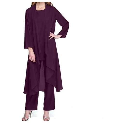 Vagbalena donna abito set camicetta in chiffon tulle formale da sera con giacca adatto per madre della sposa (rosa, m)