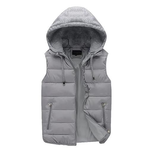 Oanviso giacche con cappuccio uomo piumino gilet cappotti senza maniche giacca imbottito inverno caldo gilet sportivo cerniera piumino smanicato antivento leggero a arancione 3xl