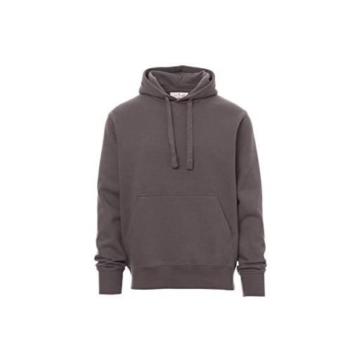 PAYPER toronto felpa con cappuccio da uomo manica lunga a giro misto cotone tasche a marsupio polsini vita in costina elasticizzata grigio melange (m)