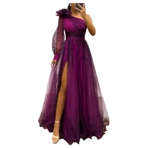 Generico abiti da cerimonia donna lunghi eleganti abito da sposa chiffon boho sposa tubino vestito spiaggia maniche lunghe abiti cocktail invernale con corsetto ropa 2#blu m