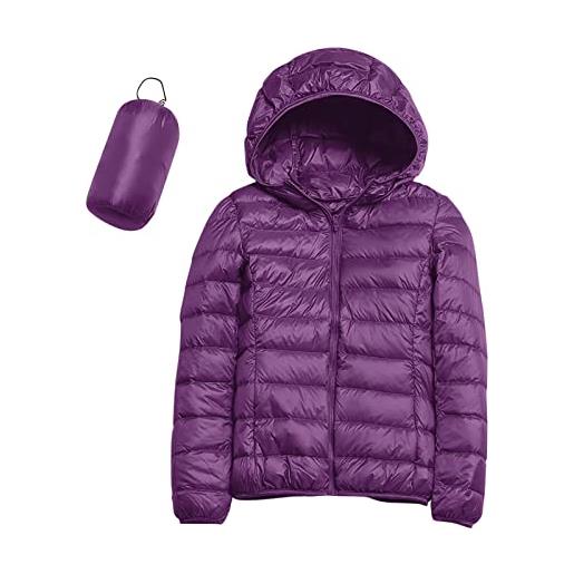 Generico piumino donna 100 grammi leggero con cappuccio piumini elegante giacca ripiegabile donna giacconi invernali taglie grandi cappotto ultraleggero giubbotti imbottiti giubbini