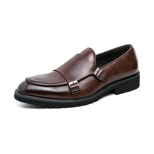 Generic scarpe oxford da uomo eleganti con punta a punta, slip traspiranti con doppia fibbia su scarpe da lavoro da ufficio da ufficio fatte a mano da uomo d'affari(black, 39 eu)