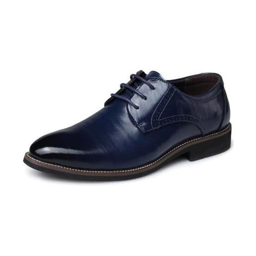 MBTSQOIO scarpe oxford derby stringate uomo vintage elegante basse allacciare eleganti da sposa, blu, 44 eu