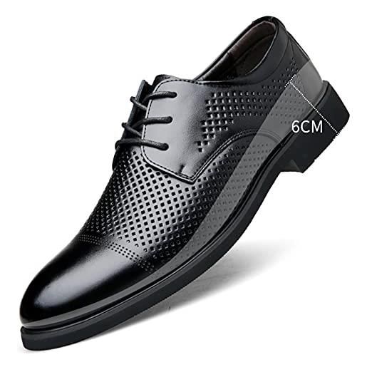 Kanggrei scarpe con rialzo rialzate oxford traspiranti da uomo 2,4 pollici più alte, oxford stringate in pelle con punta 2,4 pollici più alte(color: black taller, size: 42 eu)