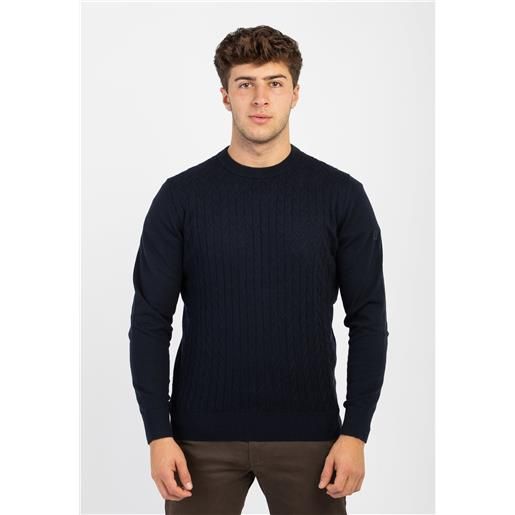 Navigare maglia uomo manica lunga girocollo lavorazione trecce lana cotone art. Nh1341