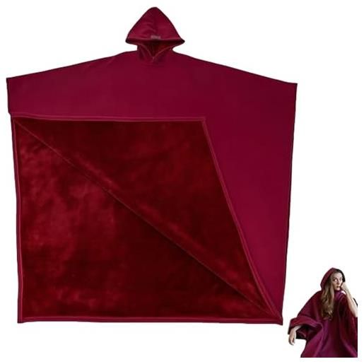Generisch 2025 arcane hoodie, oversized long sleeve felpa, loose blanket hoodie, calming cloak hoodie, unisex, colore: rosso, taglia unica