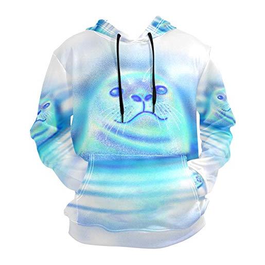 Sawhonn simpatico leone marino blu foca felpa con cappuccio uomo donna 3d stampa felpe pullover sweatshirt hooded hoodie per ragazzi ragazze
