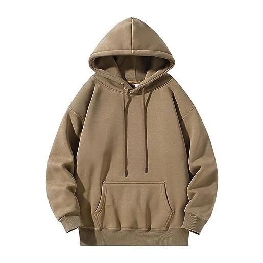 Generico felpa nera uomo pesante felpa con cappuccio moda hoodie termica leggera felpe sportiva baggy maglia tops casual oversize pullover vintage sweatshirt classic lavoro hip hop abbigliamento