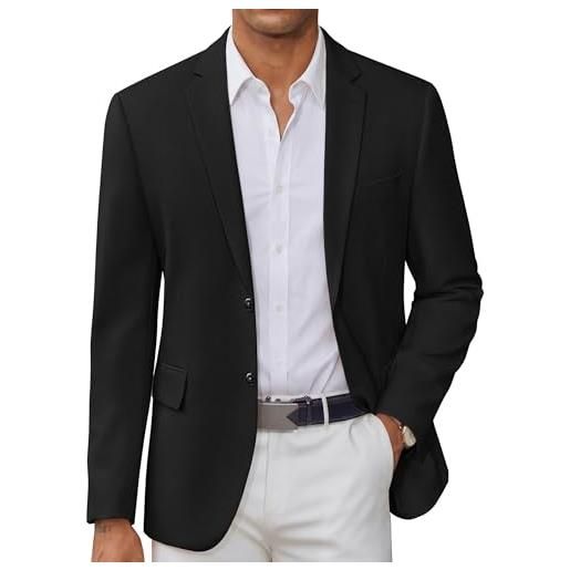 COOFANDY giacca da uomo casual slim fit due bottoni leggeri cappotti sportivi giacca da lavoro, nero, 54