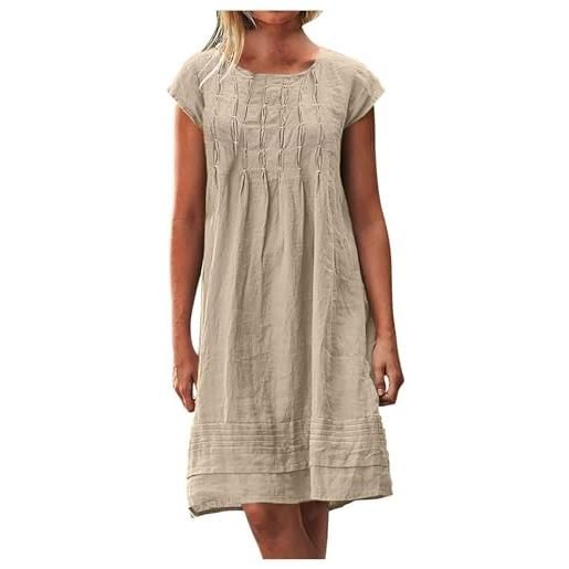 HEONSATI vestito estivo donna cotone vestiti da spiaggia taglie forti comodo abiti boho leggera elasticizzata mare abito a maniche corte estivi bohémien classico vestito eleganti lunga swing curvy